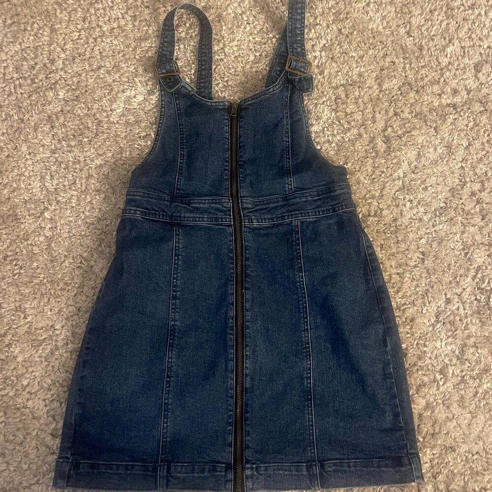 PacSun Zip-Front Denim Pinafore Dress Size M - Picture 2 of 9